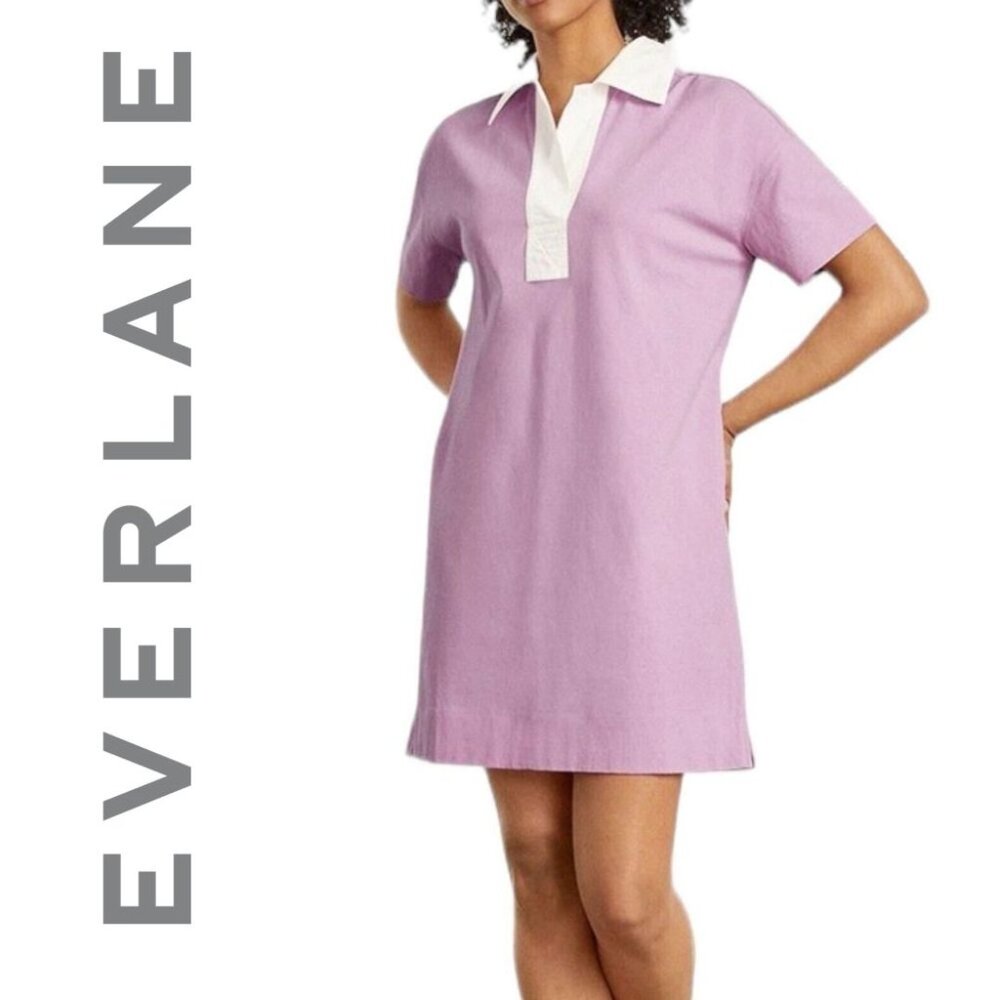 EVERLANE The Organic Cotton Polo Dress Lilac L NWOT
